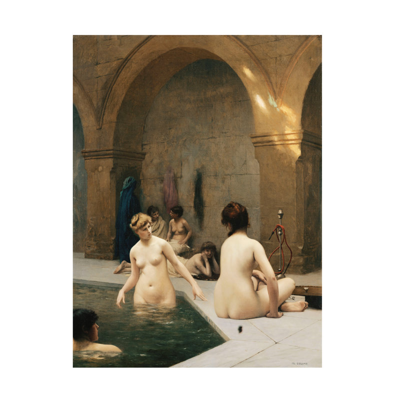 Jean Leon Gerome The Bathers; Les Baigneuses, art sur toile C.1889, H 19 po x l 14 po