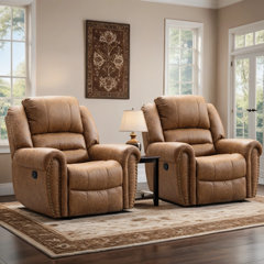 41" Wide Classic Super Soft And Oversize Faux Leather Manual Recliner With rivet