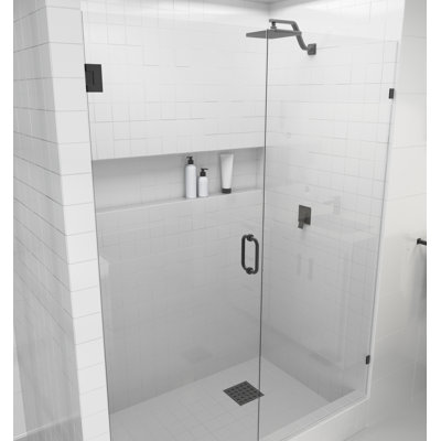 Porte de douche à charnière murale entièrement sans cadre 54,75 po x 78 po Illume