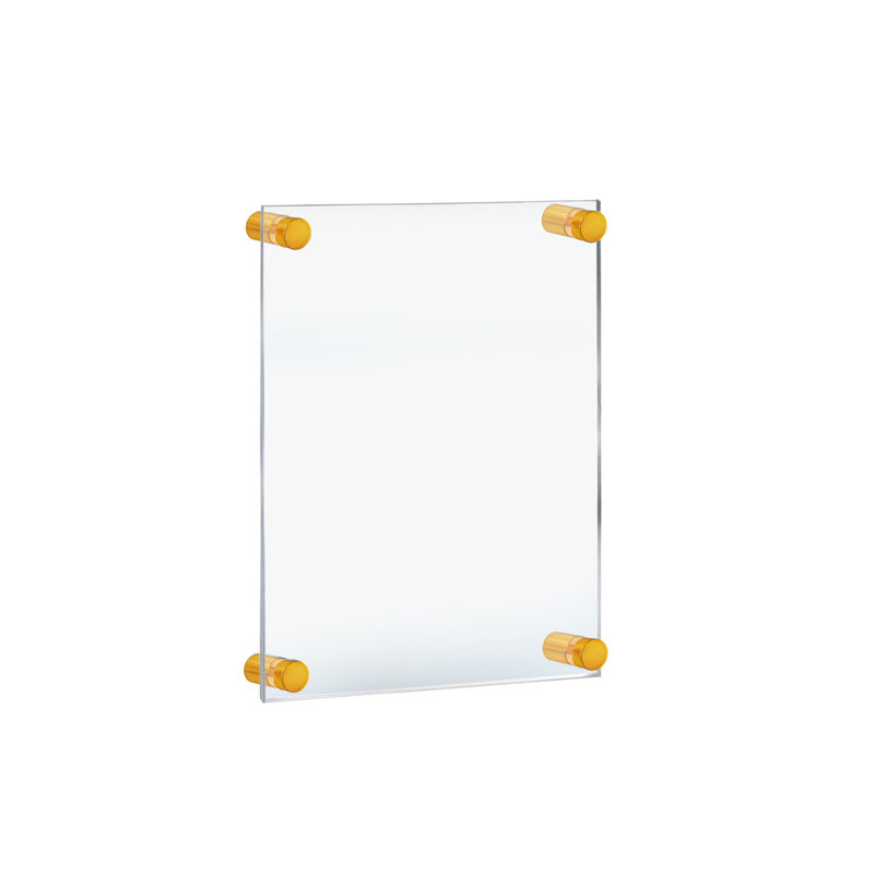 Floating Acrylic Wall Frame with Gold Stand Off Caps: 17" X 22" Graphic Size, Overall Frame Size: 21" X 26"