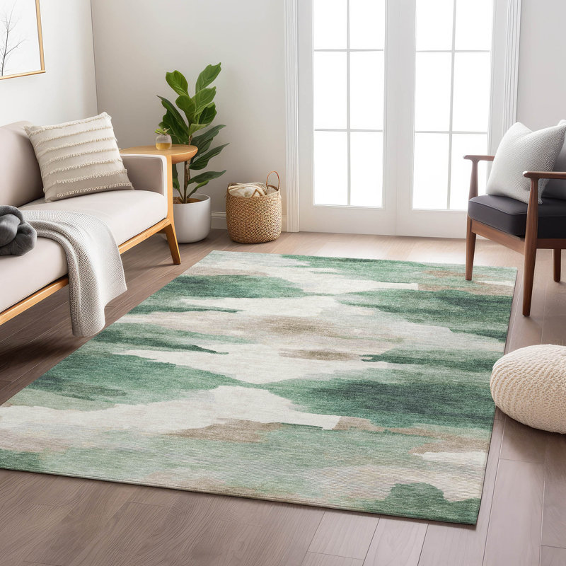 Machine Washable Indoor/Outdoor Millner ACN2259 Swirls Rug, Rectangle 8' x 10'