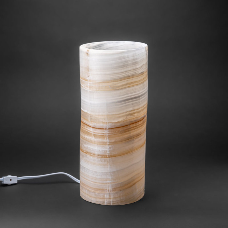Lampe onyx à bande ronde véritable (14 po, 10 lb)