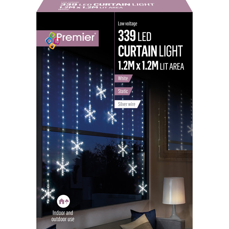 1.2x1.2m Snowflake Curtain Light, White