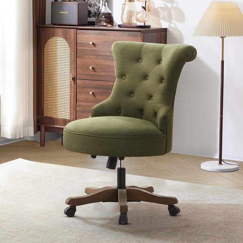 Asyra Wide Back Tufted Swivel Task Chair, Green