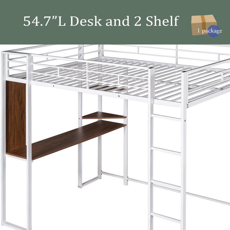 Lit mezzanine double avec tablettes Kellen par Mason & Marbles, Blanc