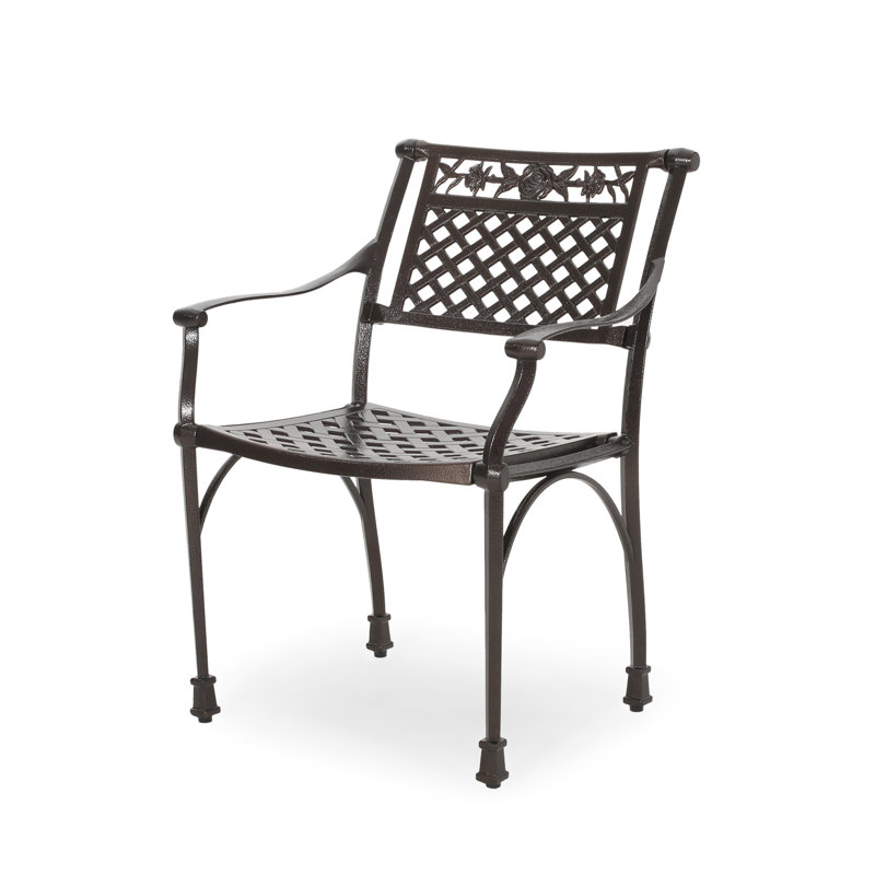 Cast Dining Chair For Patio, Aluminium Material, 17.74 Lb, 31.5'' H, 23.79'' W, 21.81'' D, Bronze Main Color, Floral - Decorated Outdoor , Accented Design