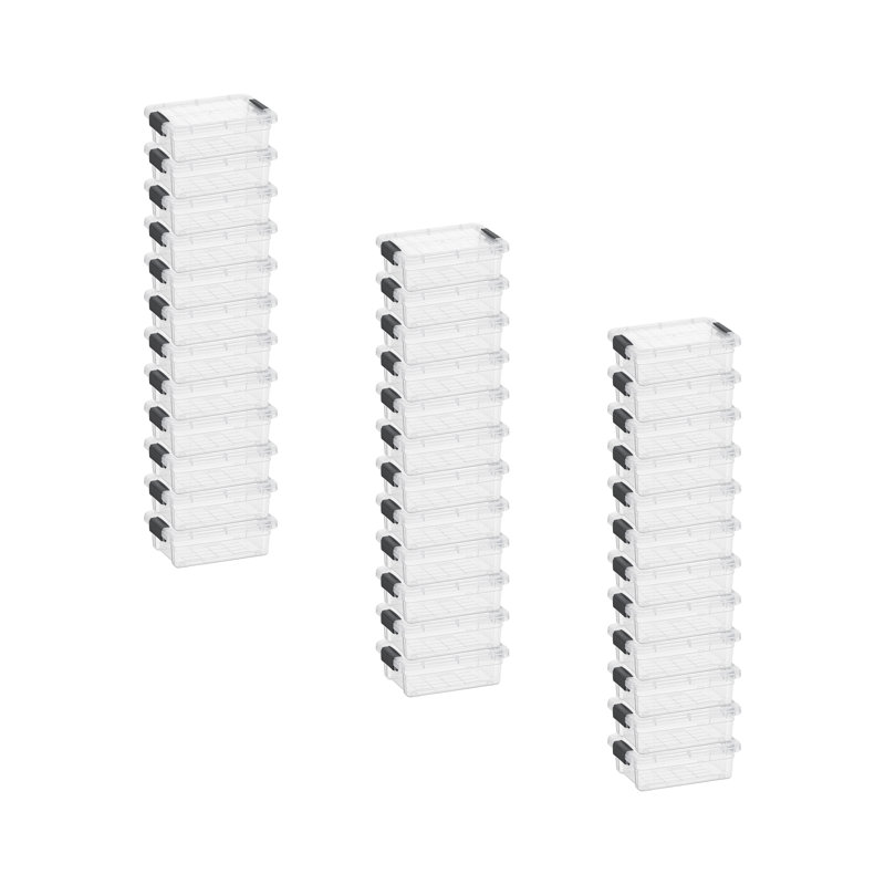  X Mini Storage Container Plastic Crayon Box Stackable Clear Arts and Sewing Organizer, 0.7 Quart, 8 Pack, 0.7 Qt.