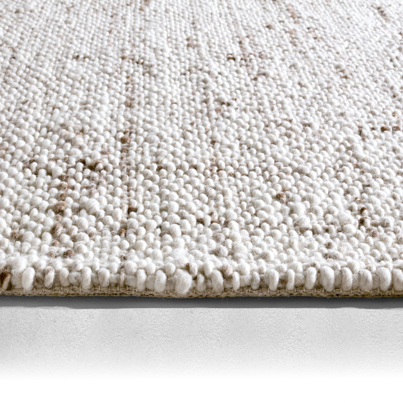 Wool Area Rug in Cream, Rectangle 9' x 12'