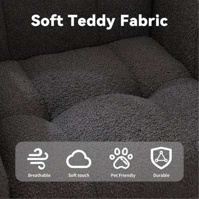 Teddy Fabric Wingback Glider Rocker & Ottoman Set, Nursery Nursing Rocking Chair With Side Storage Pocket, Smooth Gliding Motion, Safe Solid Wood Base, Comfy Accent Chair For Living Room,Grey