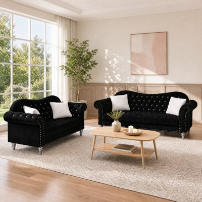 Ensemble de canapés Chesterfield 2 pièces