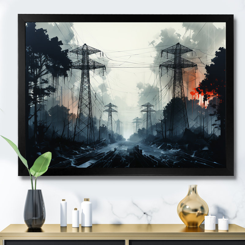 Lignes électriques en ébène orageux, Cadre photo noir, H 12 po x l 20 po