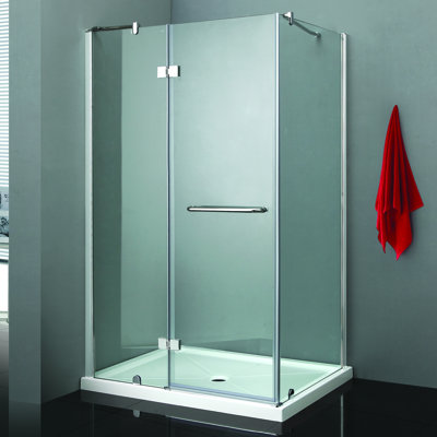 Quadro W 76.5'' H Frameless Rectangle Reversible Shower Enclosure