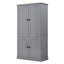 Armoire de cuisine haute avec support pour micro-ondes, 4 portes et casier à vin-136173289