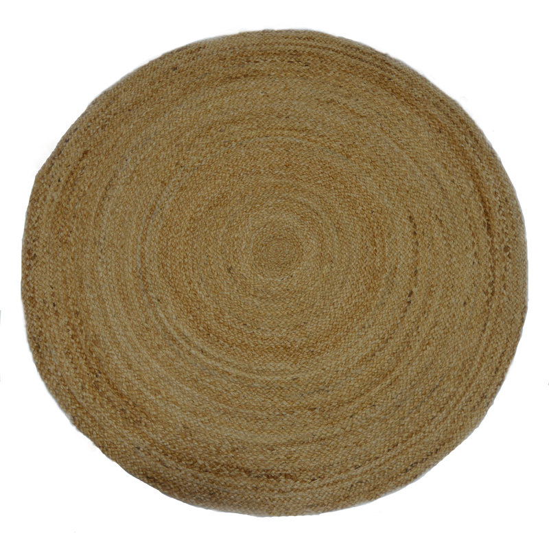 Amaur Rustic Natural Jute Round Hand Woven Area Rug - Reversible Design, Round 90 cm