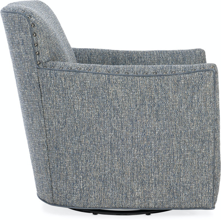 Luna Leather Swivel Armchair, Aline Light Gray Stonewash Genuine Leather, Gunmetal, Swivel - Standard