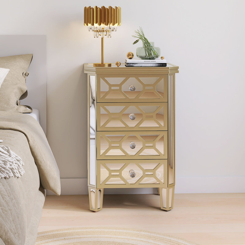 Table de chevet élégante à 4 tiroirs Freudenburg pour salon, chambre à coucher et vestibule