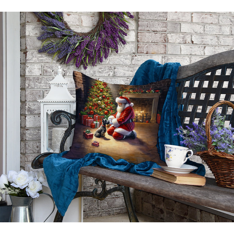 Coussin Scottish Terrier and Santa Claus, H 18 po x l 18 po