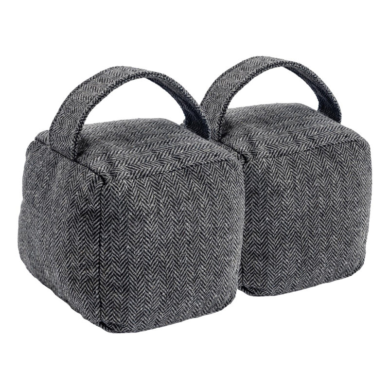 Nicola Spring - Herringbone Door Stops - 16 x 16cm - Grey