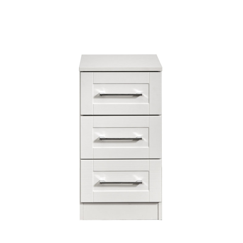 Fully Assembled Slesnick 3 - Drawer Nightstand, White Ash / Oak