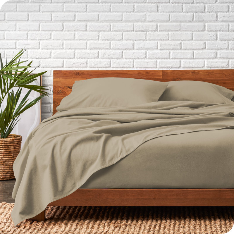 Twin Sand Organic Cotton Flannel Deep Pocket Sheet Set
