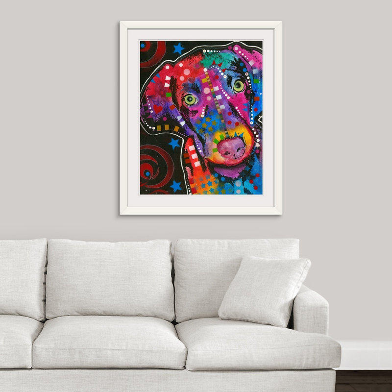 « dog art 18 », reproduction d’art, H 28 po x l 24 po x P 1 po, Cadre blanc