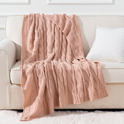 Soft Knitted Dual Cable Throw, Cable Knit Throw Blankets for Couch Bed Sofa, Acrylic Knitted Blanket, Soft Cozy Throw Blanket, 50" x 60"