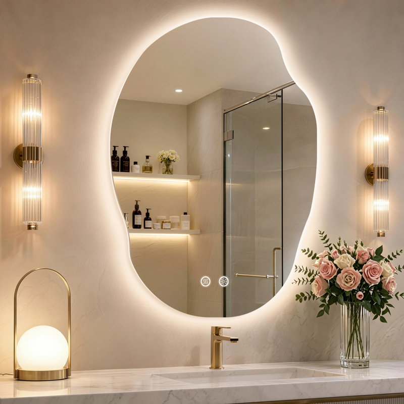 Miroir de salle de bain / de salle de bain / de salon avec rétroéclairage certifié UL et de forme irrégulière, 22"*30"