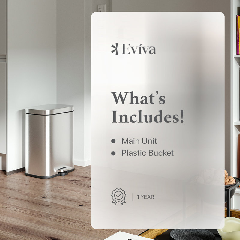 Totti 1.3 Gallon Matte Stainless Steel Step-On Trash Can
