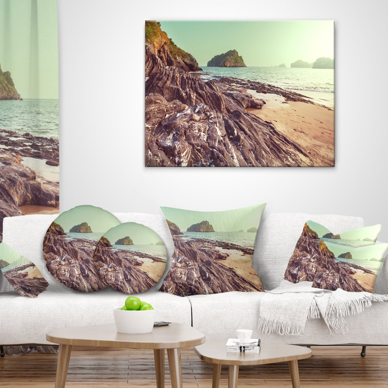 Coussin vietnam halong à aire de mer, 16 po x 1 po, Coussin décoratif