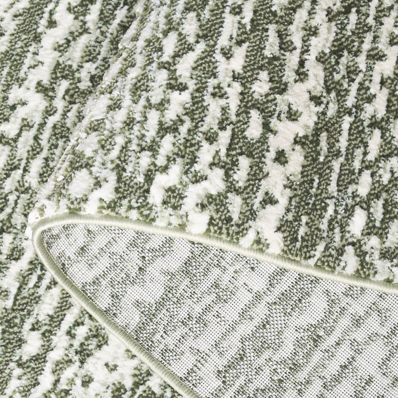 Wathen Abstract Machine Woven Power Loom Polyester Area Rug in Sage/Ivory, Rectangle 5'3" x 7'7"
