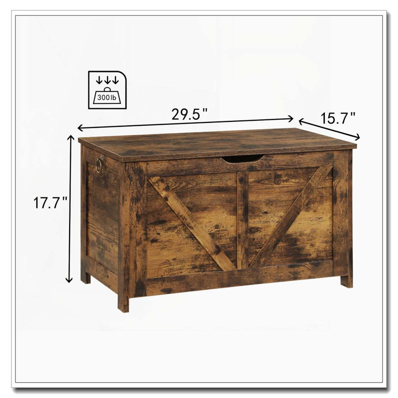 Banc de rangement rétro avec finition brun rustique