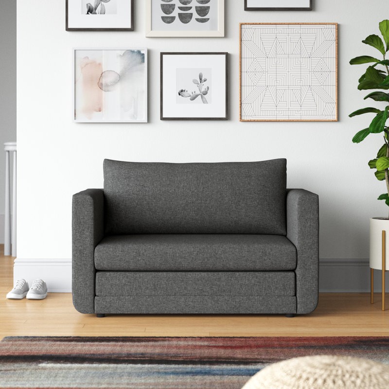 Jalyn Twin 50'' Upholstered Futon, Dark Gray Polyester