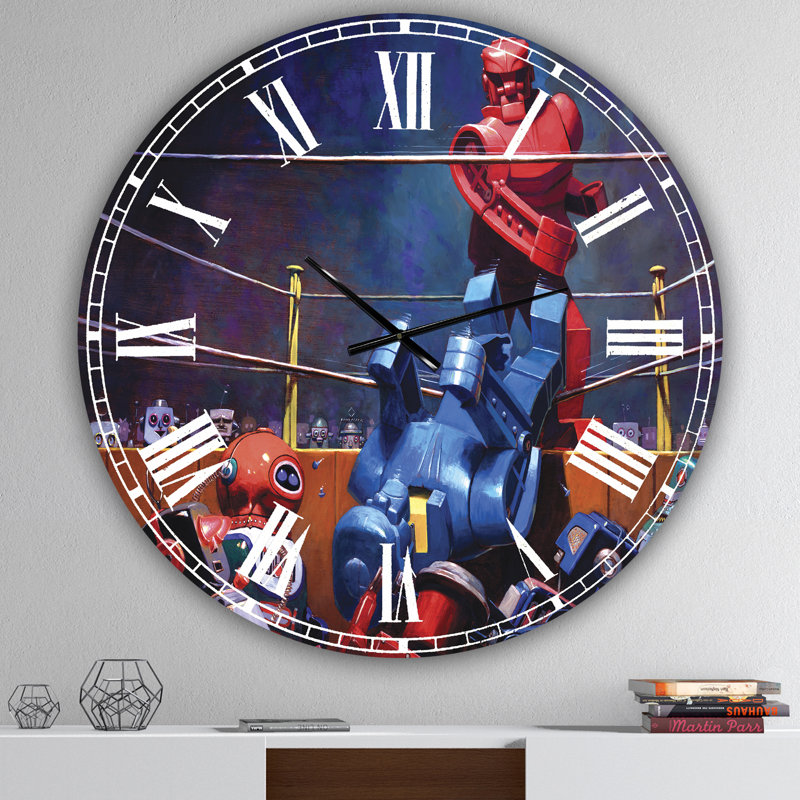 Robot Boxing - Horloge murale moderne surdimensionnée, Moyen