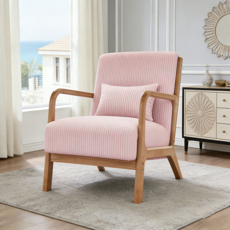 Wooden Lounge Chair, Pink