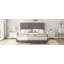 Structure de très grand lit avec tête de lit réglable, structure de lit très grand avec plateforme en velours, capitonnage à rainures verticales, lattes de bois robustes, aucun sommier requis, assemblage facile, gris-118103177-118103172