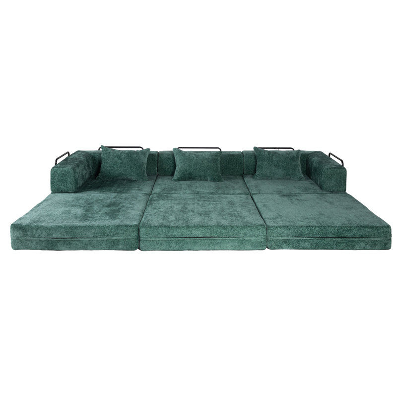 Canapé à compression, canapé-lit convertible au sol avec structure de forme fixe, canapé modulaire désossé, aucun assemblage requis, tissu chenille, pour la chambre du salon