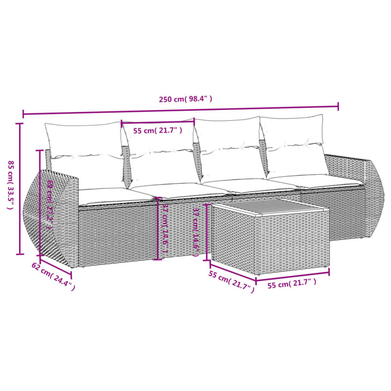 Ensemble de canapé de jardin Vidaxl beige, blanc crème