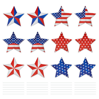 Paquet de 12 panneaux de jardin patriotiques du 4 juillet avec piquets, décor de jardin extérieur réutilisable et résistant aux intempéries, ornements de jardin en plastique durables faciles à installer pour la fête des Fêtes de la fête de l'Independance