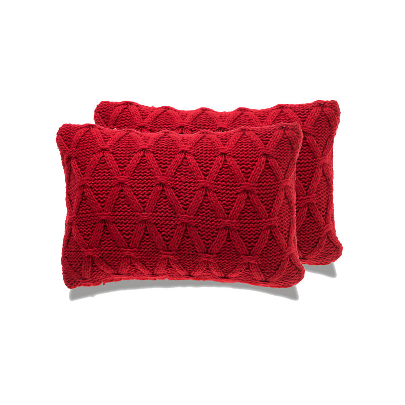 Geometric Throw Pillow, Red, Down Blend