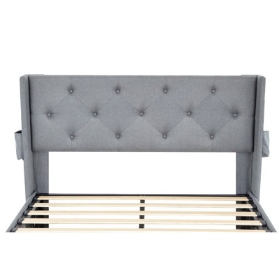 Lift Up Storage Bed For Queen - Stylish Fabric, Organized Bedroom Space Elegant Space Innovation, Upgrade