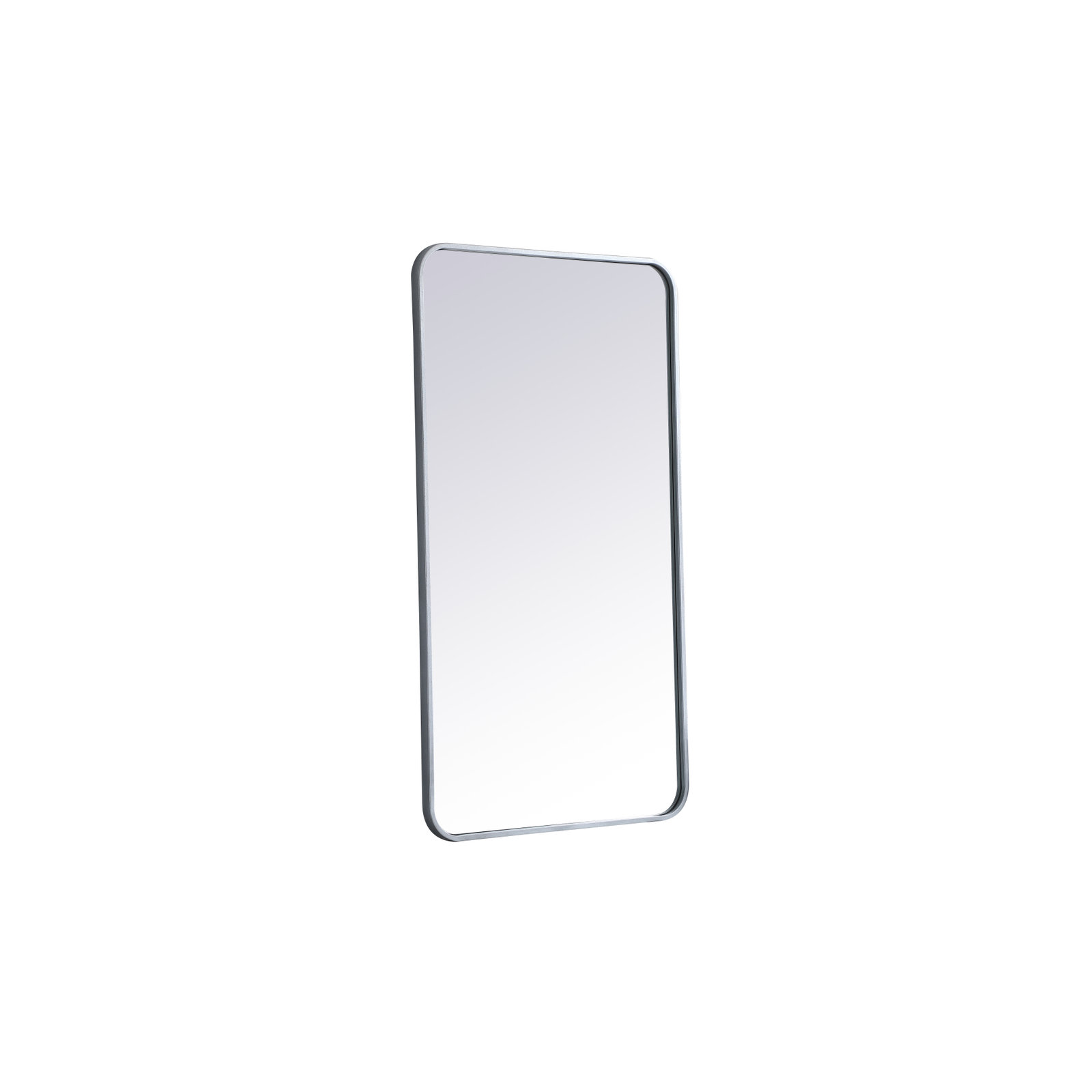 Sabine Metal Rounded Rectangle Wall Mirror, 40" x 22", Silver