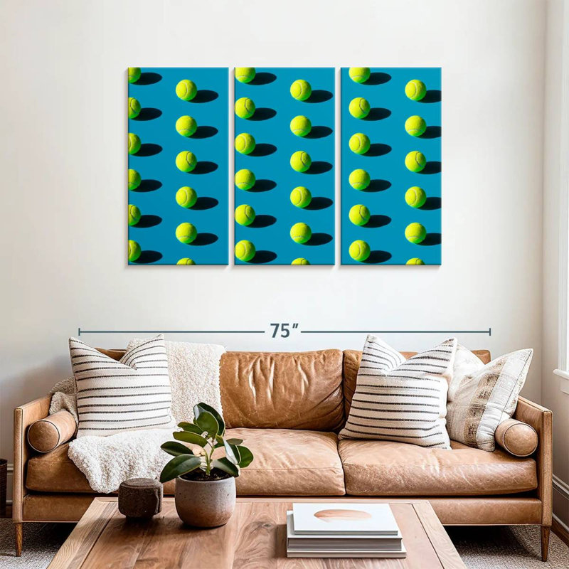 Motif de balle de tennis vert Sireci, H 36 po x l 57 po