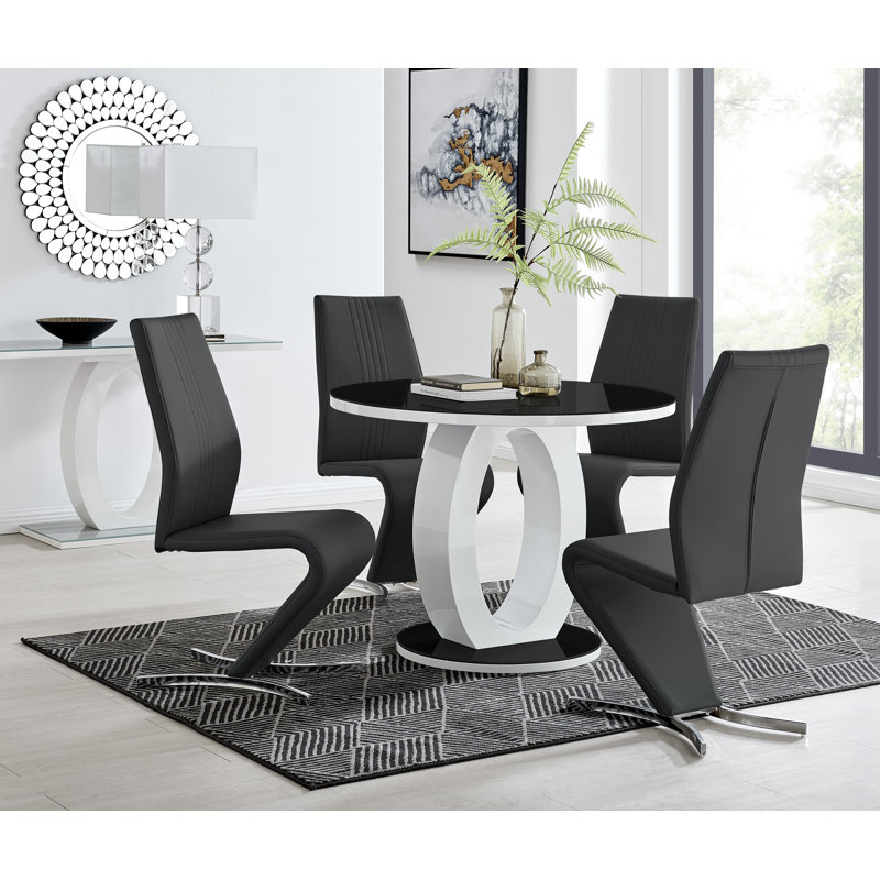 Scottsmoor 4 - Person Dining Set, Black, 29.5" H x 47.2" L x 47.2" W, Black