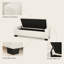 Banc de rangement rectangulaire avec repose-pieds, tissu blanc 50 pouces avec couvercle à charnières
