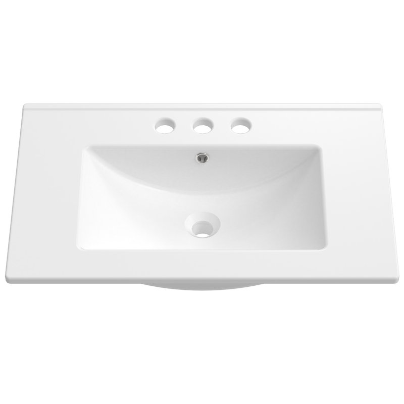 30'' Ceramic Rectangular Bathroom Sink With Overflow