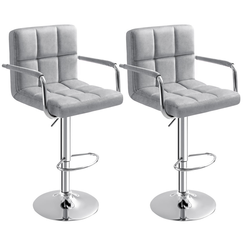 Tabouret de bar pivotant en velours et en polyuréthane pivotant Brychan, Velours gris clair
