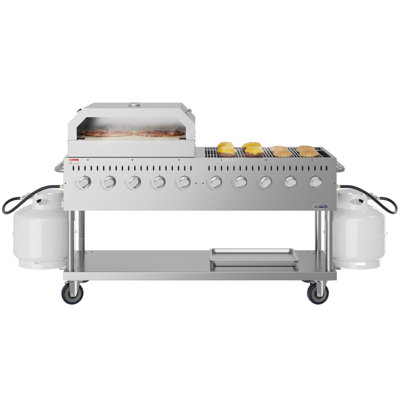 Barbecue au propane extérieur commercial 72 po avec four à pizza en acier inoxydable de 36 po (CGKIT7-P36)