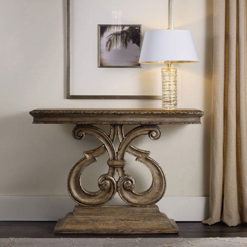 Console américaine en bois massif sculpté, Marron foncé
