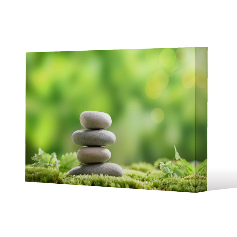 Rock Garden Stones Slim Style Canvas Print, 15mm Slim Real wood., 50 cm H x 60 cm W