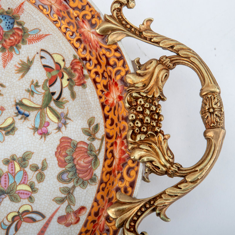 Porcelain Oval Tray with Bronze Ormolu - Regency